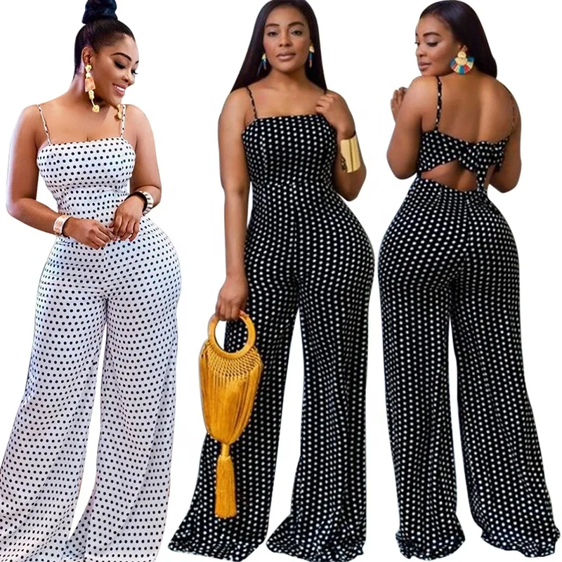 

Wholesales wide leg dot summer sexy clothing hollow out bow jumpsuits women rompers