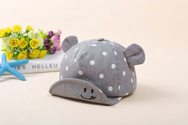 Cute Baby Hats Baby Boys Girls Kids Polka Dot Hat Smiling Face Wave Point Baseball Cap Sunhat casquette enfant Baby Hat
