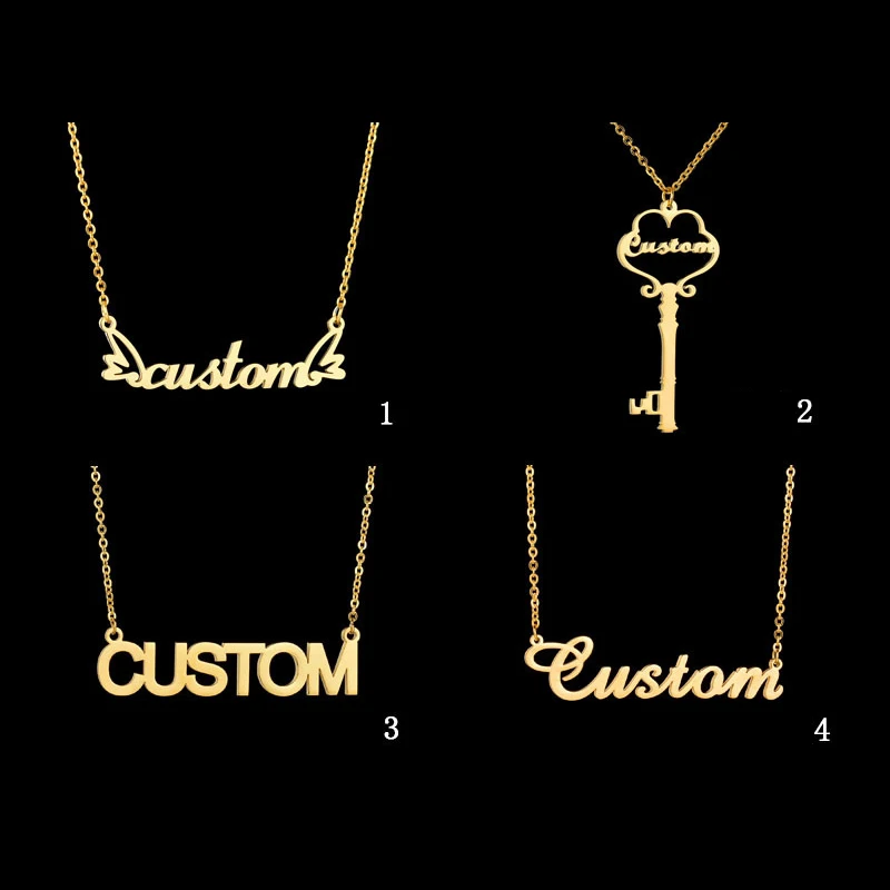 

Customized 18K Gold Plated Rose Gold Silver Pendant 316L Stainless Steel Personalized Name Custom Collares Chain Necklace Letter, Gold sliver rose gold