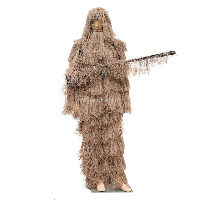 

5 Parts Full Ghillie Hunting Clothing Camouflage Ghillie Suit Sniper Suit, Green white armygreen khaki desert gray