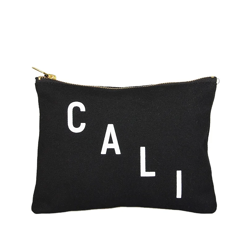 

China Factory Wholesale metal zipper pouch Fashion Canvas Zipper Pouch For Cosmetics, Black