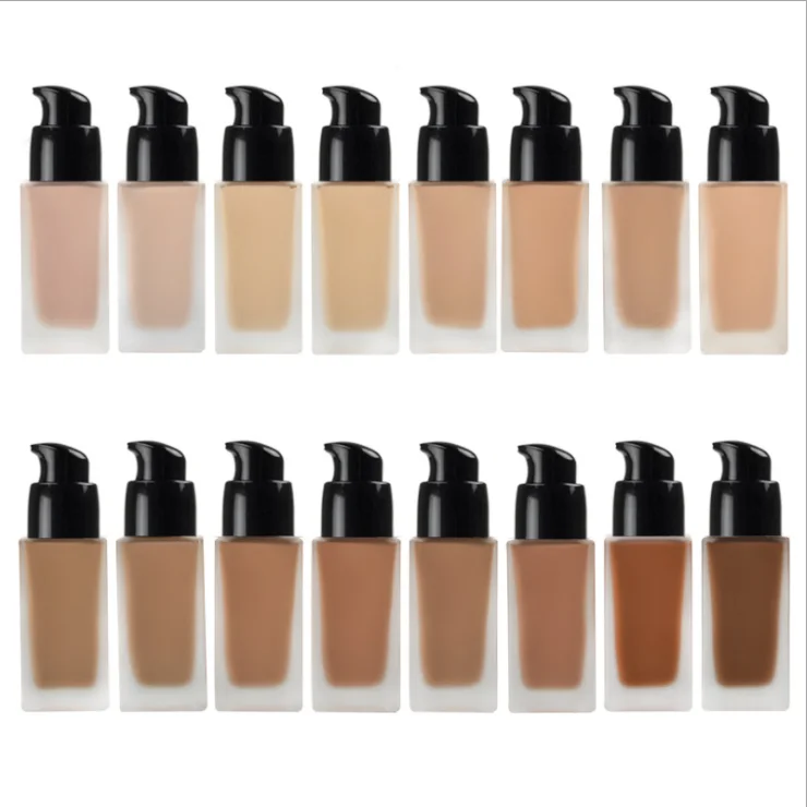 

24 Hours 16 colors full coverage liquid foundation Bulk Vegan Waterproof OEM Makeup Liquid custom logo