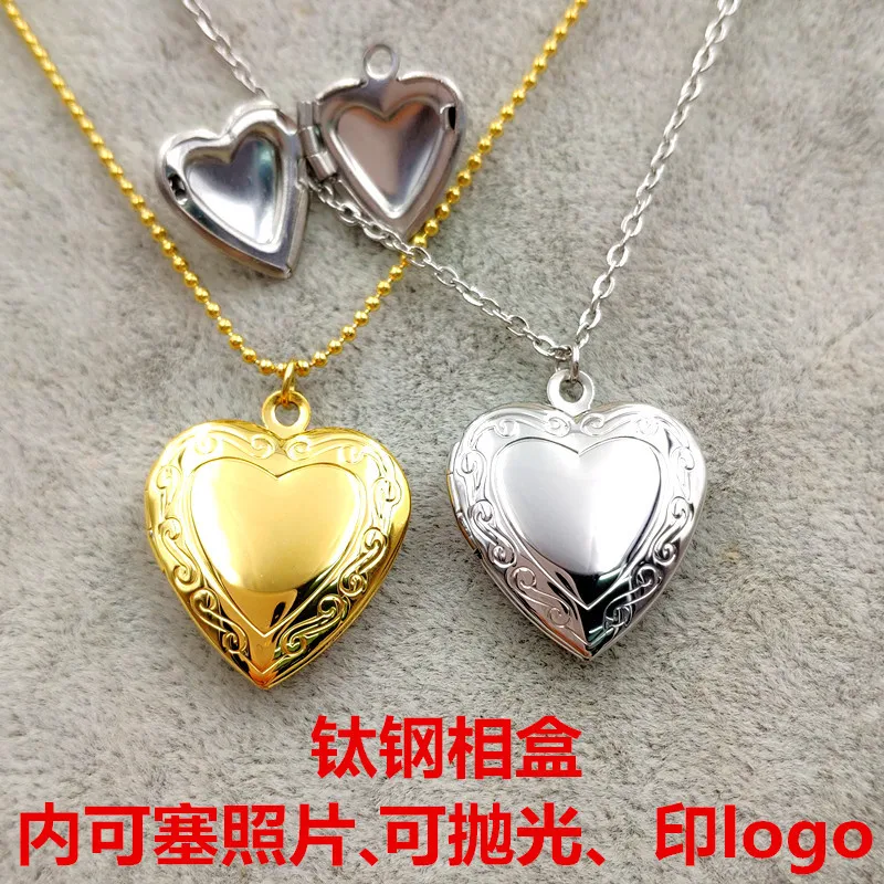 

Drop Shipping 18K Gold Plated Stainless Steel Frame Blank Locket Jewelry Custom Logo Heart Lock Photo Locket Pendant Necklace