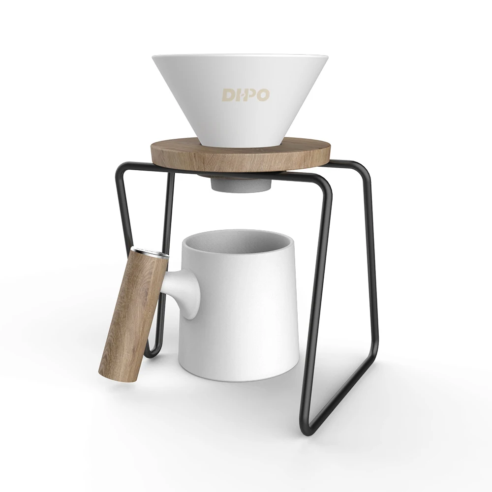 

DHPO mini coffee filter mug V60 manual coffee tea sets ceramic Iron frame filter cup set with ceramic coffee tea cup, Black, white, gray, red, blue, green, yellow