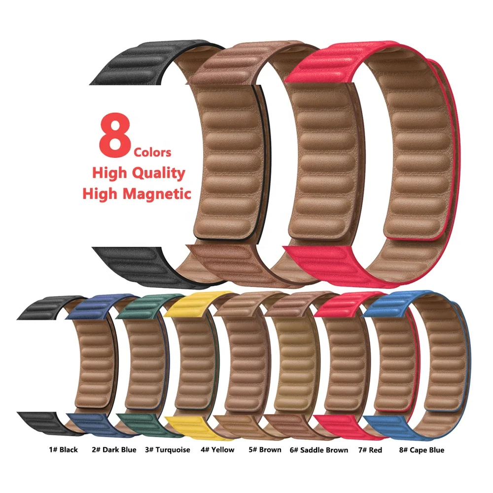 

Tschick Leather Link for Apple Watch Band 44mm 40mm 1:1 Original Watchband Magnetic Loop Bracelet For iWatch 3 5 4 SE 6 Strap, Multi-color optional or customized