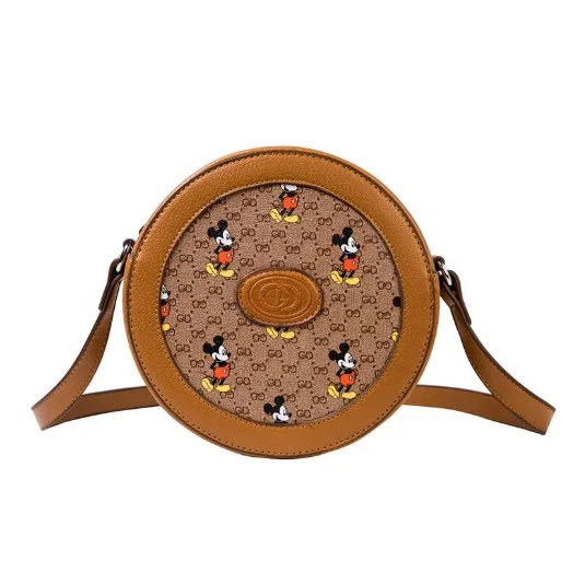 

Famous Brand Cartoon Print Women Crossbody Replicate Bag Lady Casual Small Leather Handbag With Zipper, Brown