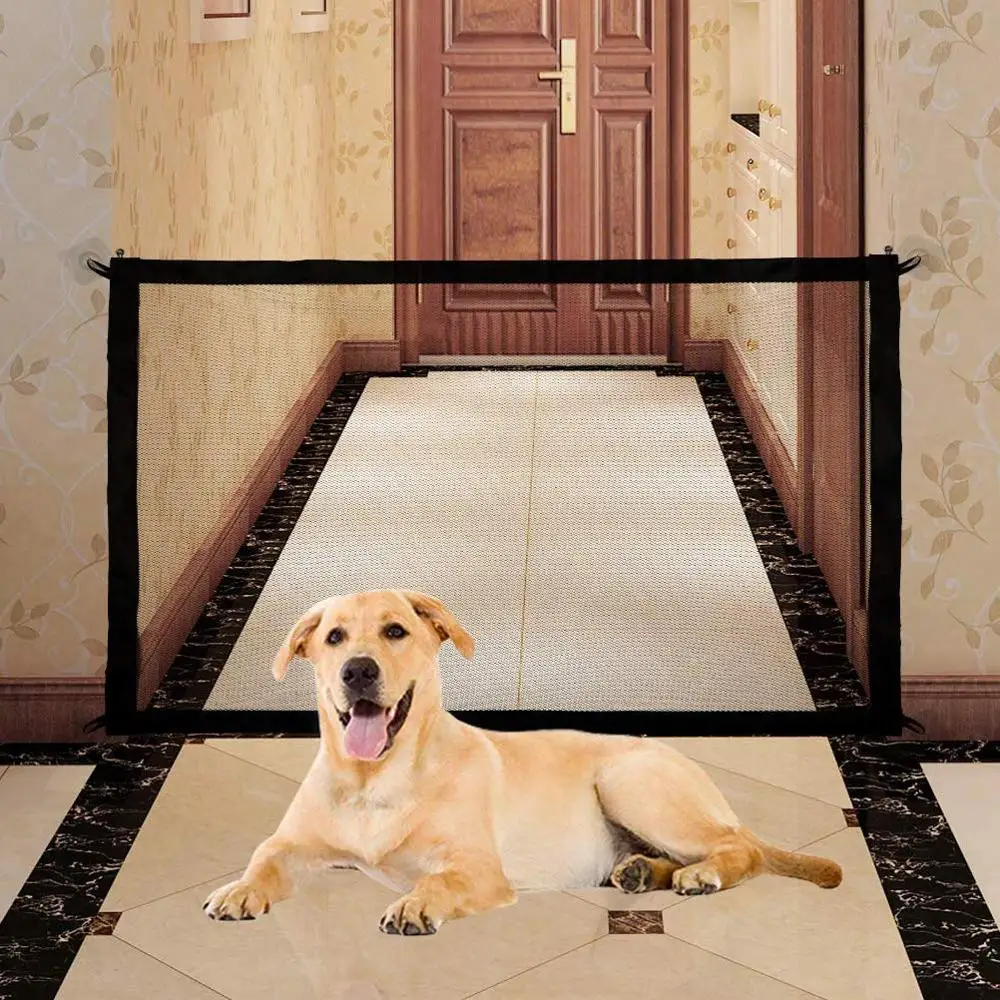 

Magic Dog Fences Gate for Dog Mesh Pet Gate Safe Guard Hall Doorway Wide Tall Pet Dog Safety Enclosure Dropshipping