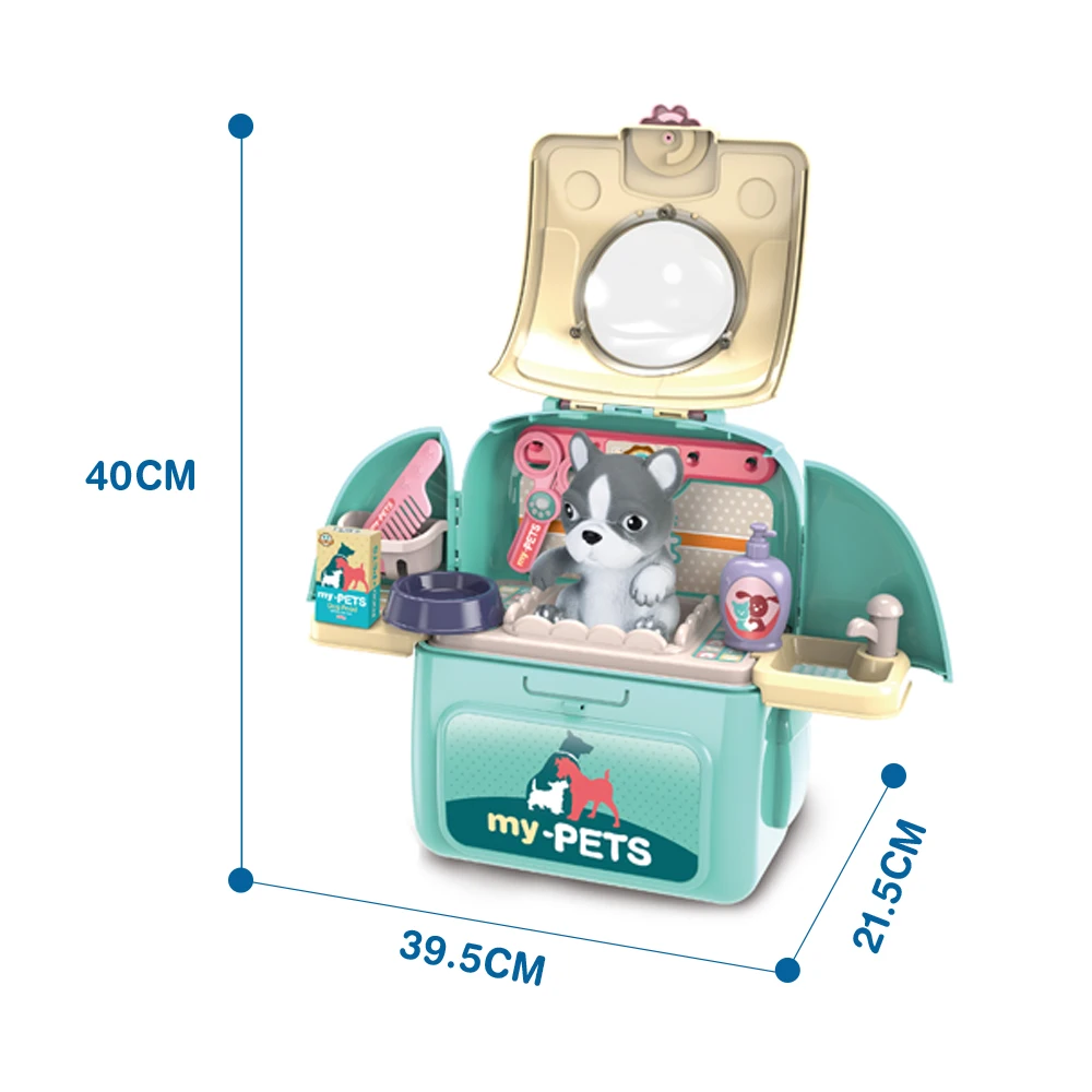 
2020 pretend set grooming pet vet backpack dog cat toys kids doctor kit for gift | care pet play set 