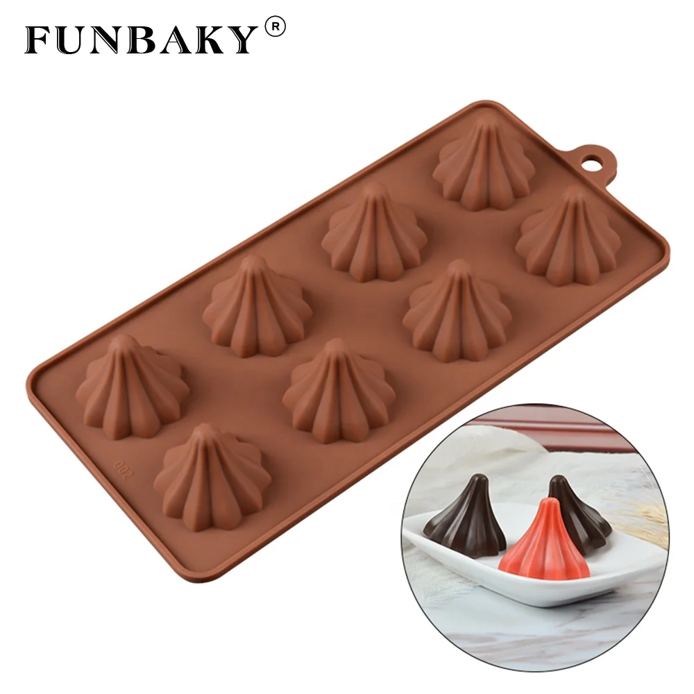 

FUNBAKY Candy silicone mold 8 cavity new design round shape chocolate silicone mold circular cone gummy soft sweet silicone mold, Customized color