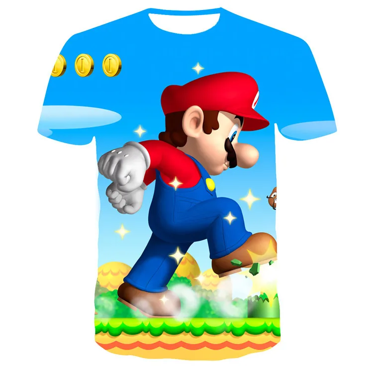 

2020 Summer breathable mesh T-shirt mini game Super Mario 3D printing short-sleeved T shirt, Customized color/as show