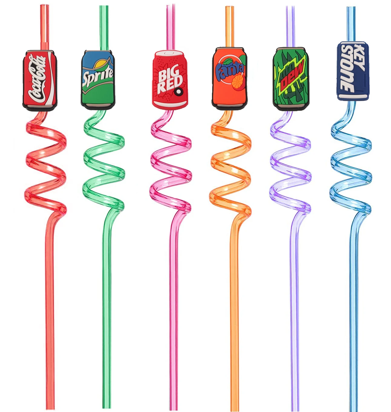 

New Design 24 Pcs Soda cans PET Colorful Drinking Straws Modeling Straw Fun Varied Twists Straws For Kids Birthday Party