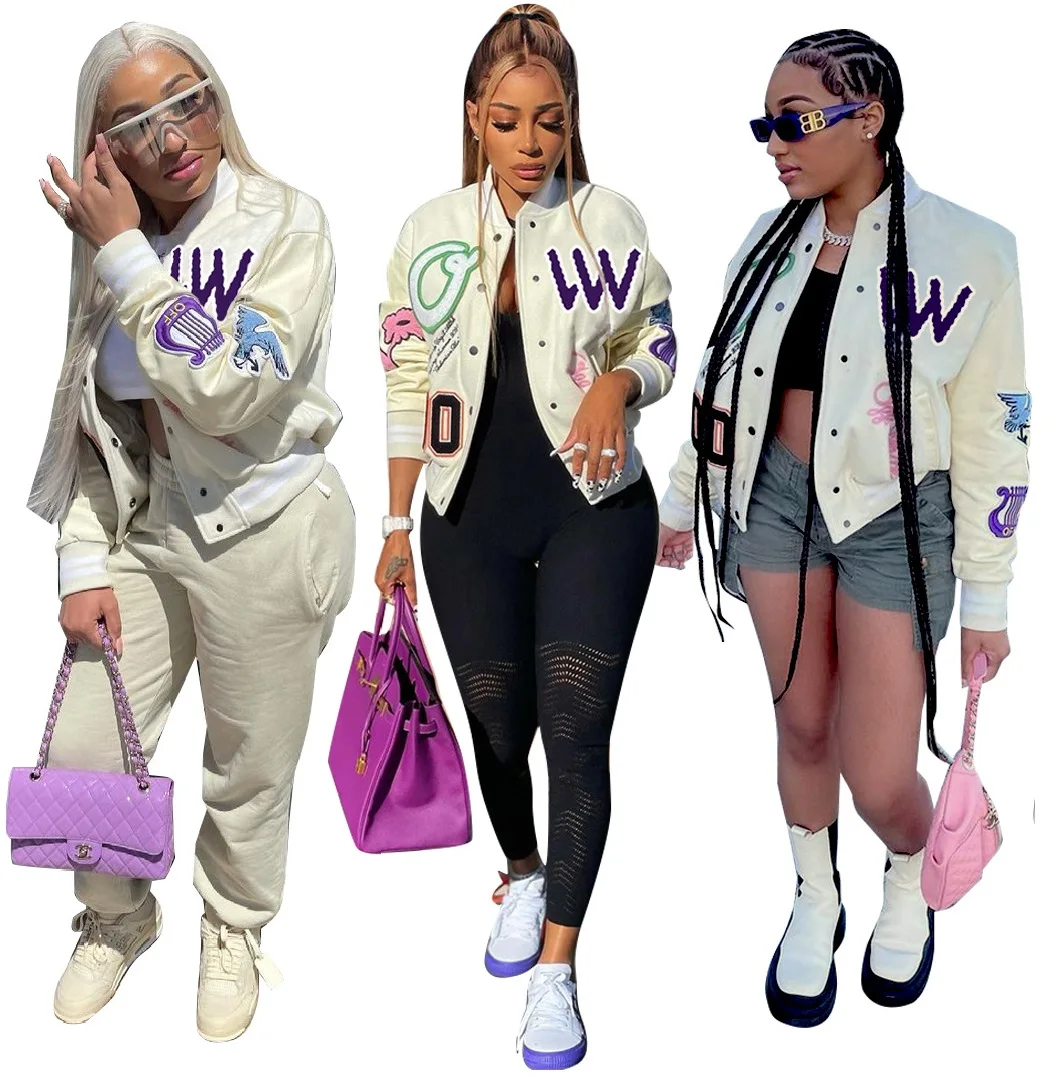 

Leather Sleeves Fall Jackets For Women Winter Coat 3XL Plus Size Cropped Varsity Letterman Jacket, Picture