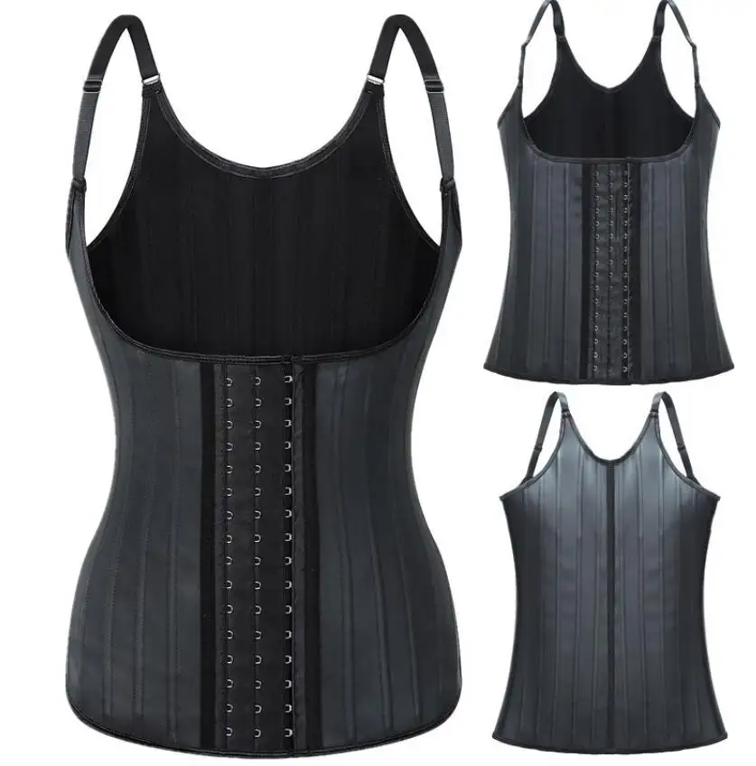 

plus size latex vest slim 25 steel bone corset adjustable shoulder strap body waist cincher vest