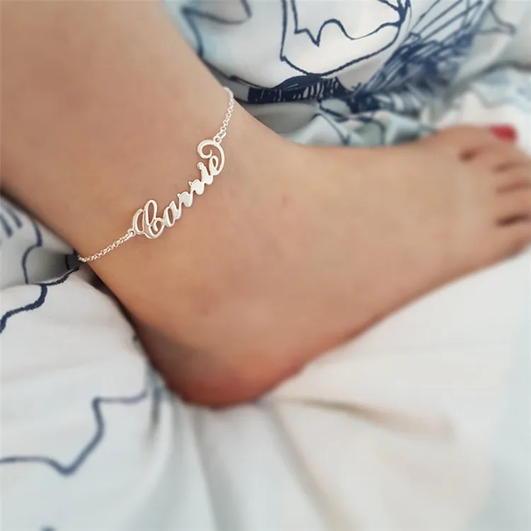 

Stainless Steel Personality Name Jewelry Letter Anklets Custom English Foot Chain, Silver,gold