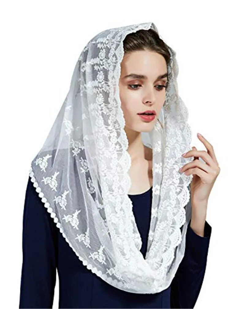 

Muslim Catholic Lace Veil Christian Muslim Shari One-layer Chiffon Scalloped Wedding Muslim Bridal Veils, Picture