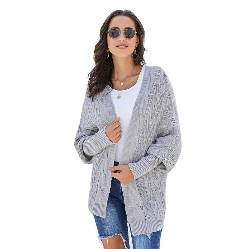 

New Arrivals Warm Chunky Dolman Sleeve Open Front Knit Women Sweater Cardigan, Customized