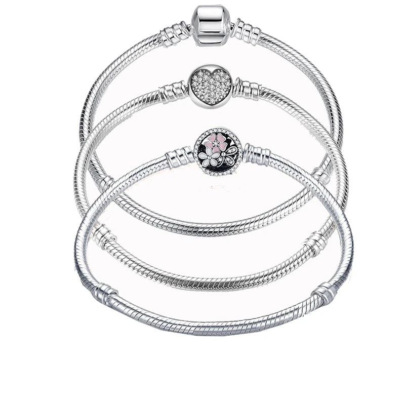 

Real Sterling Silver Bracelet Fit Original Design Beads Charms Bangle DIY Jewelry Making Gift For WomenPandora, Rose gold