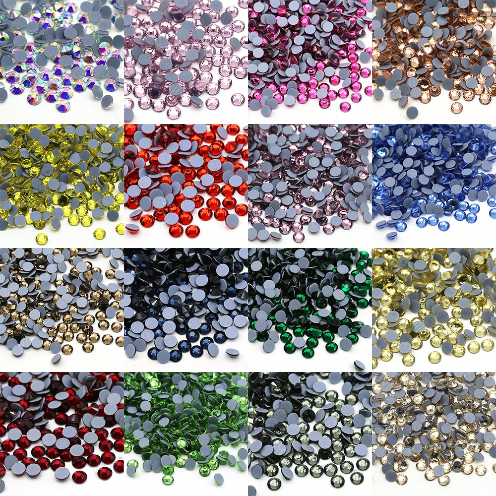 

2A+ XULIN Manufacturer shiny crystal AB color hot fix loose austrian rhinestones flat back rhinestone with strong glue back, Colours