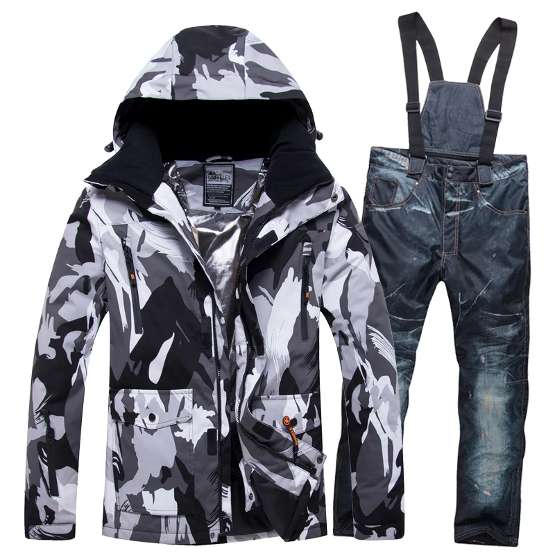 

Newest Unisex Warm Winter New Mens Thickened Outdoor Windproof Waterproof Thermal Mountain Snow Snowboard Jacket And Bib Pants