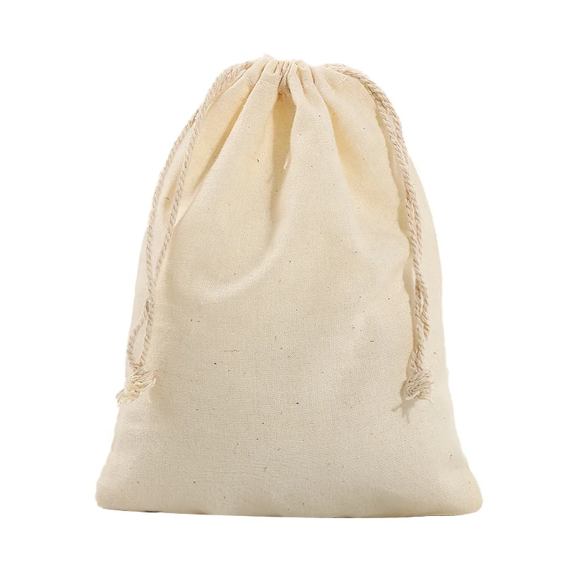 

Manufacturer Organic Cotton Packing Bags Round String White Cotton Small Drawstring Bag Jewelry Eco-friendly