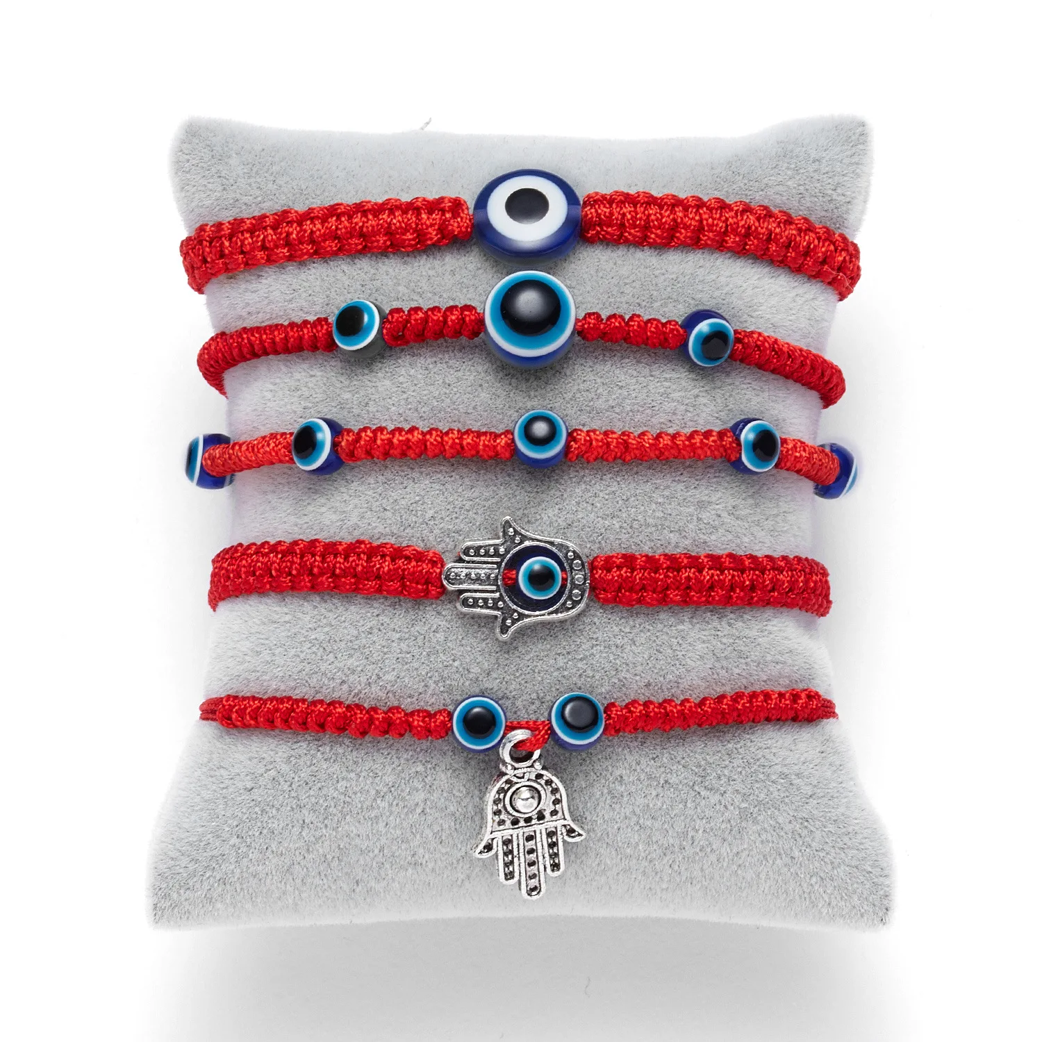 

New Fashion Turkey Religious Acrylic Blue Evil Eyes Bead Hand Of Fatima Owl Geometric Pendant Red Rope Lucky Brac