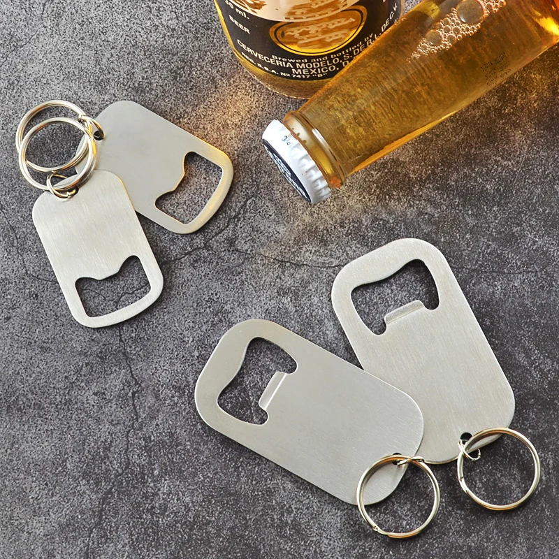 

Promotion Gift Blank Metal Flat Opener Keychain Stainless Steel Bottle Opener, Silver