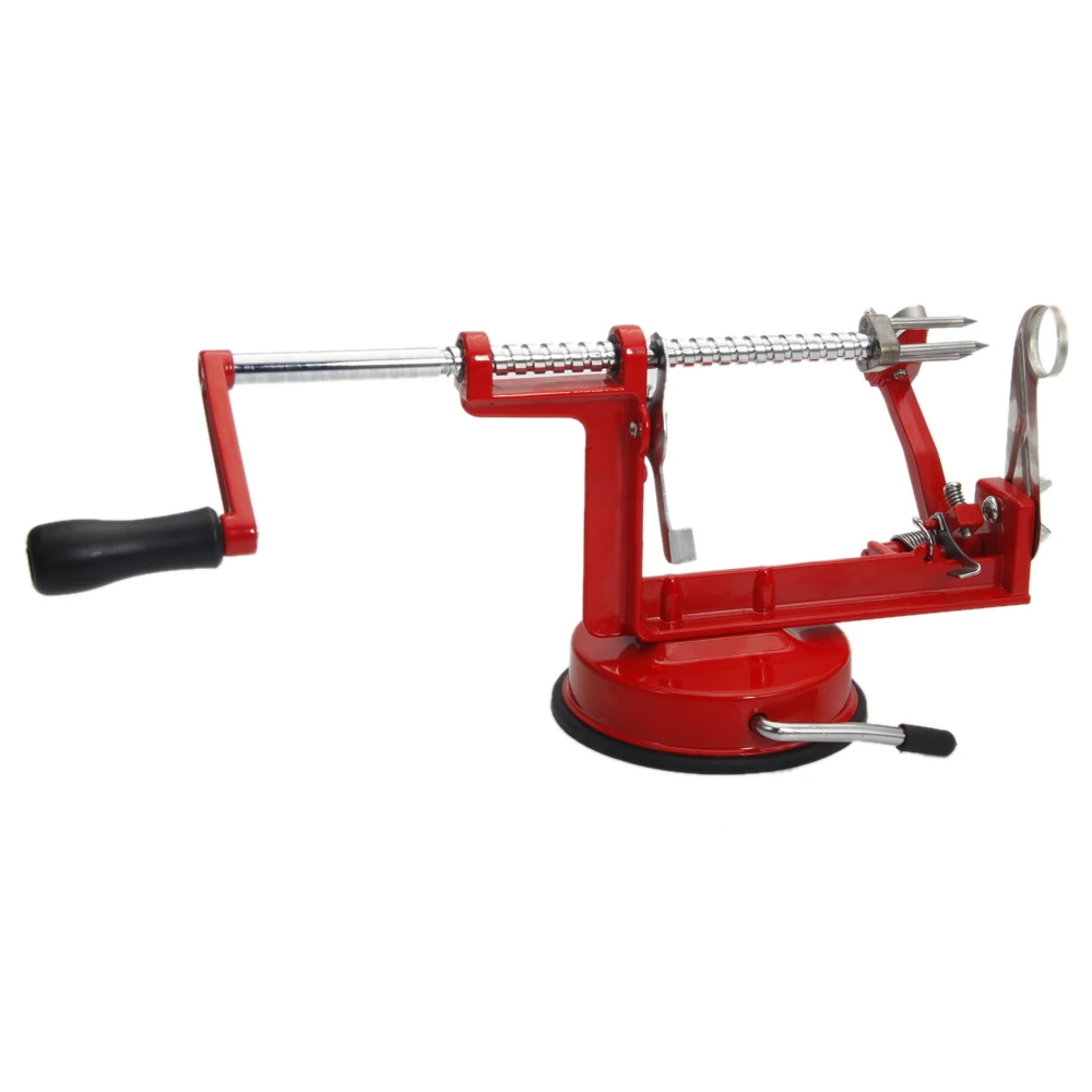 

Free Shipping Red Stainless Steel Hand-cranking Apple Peeler Slicer