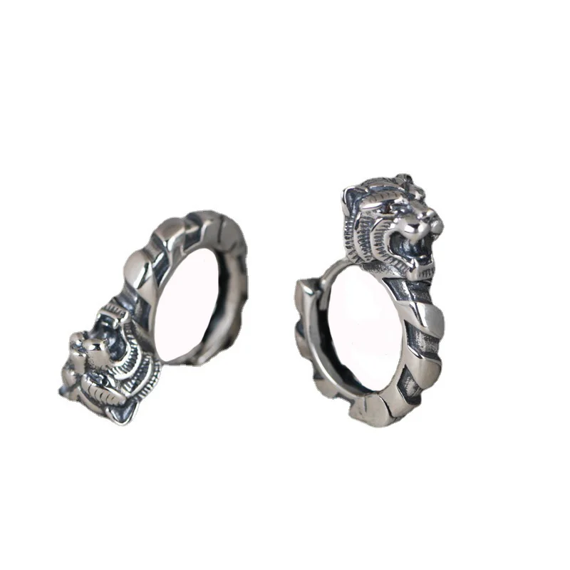 

New Arrival Wholesale S925 Sterling Silver Tiger Earrings Vintage Fashion Animal Earrings Women's Jewelry