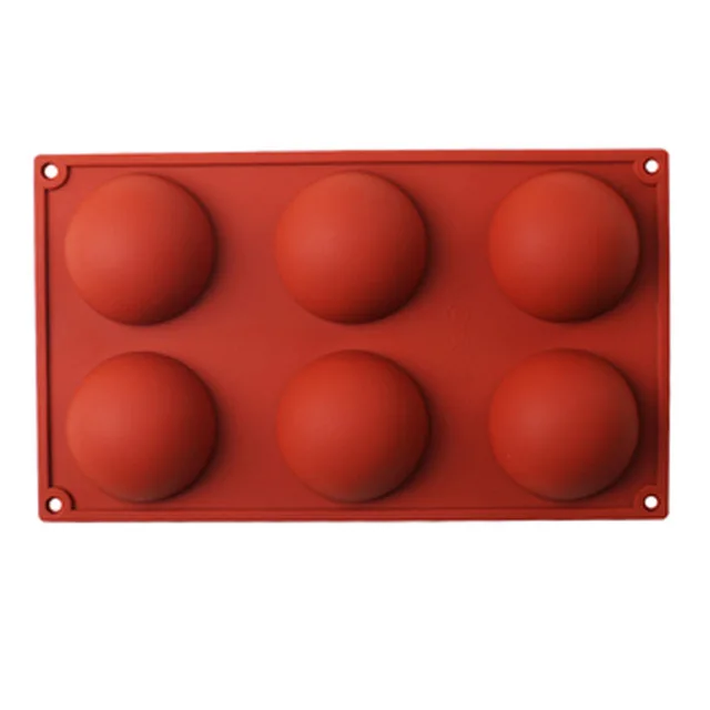

Food grade non-brown hemispheres spherical round desserts decorated with chocolate cake silicone mold resin, Red