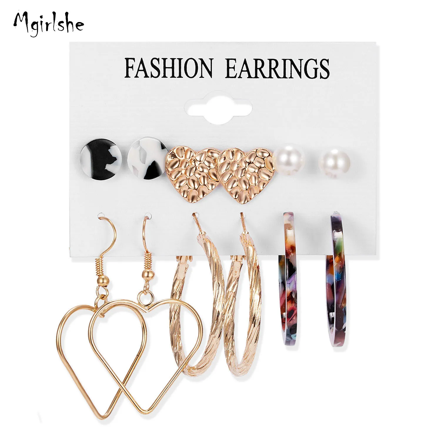 

Mgirlshe Geometric Pearl Hoop Earrings For Women Gold Twist Earrings Set Brincos Big Circle Leopard Fashion Jewelry Wholesale