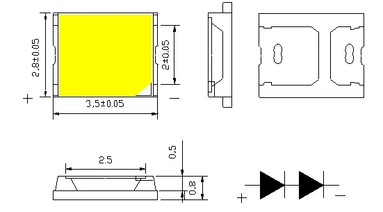 
2500-6500K InGaN 2835 SMD Yellow Diffusion LED lights cheap price 