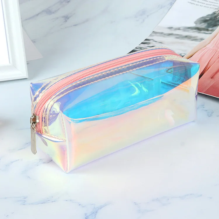 

Custom cosmetic pvc bag transparent makeup bag pvc holographic zip pvc bag