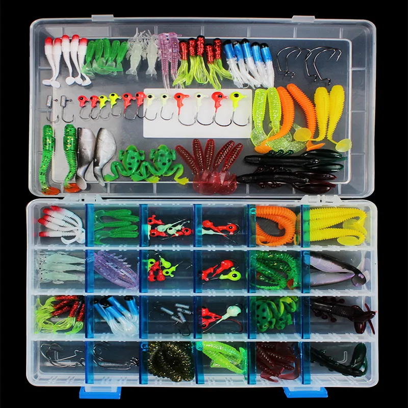 

146pcs Mixed fish kit soft bait hook Artificial Minnow Fishing Lure Set