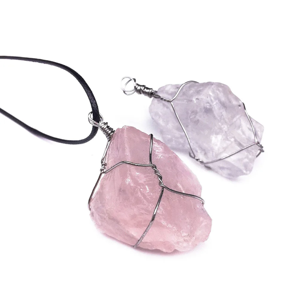 

High Quality Crystal Clear Quartz Necklace Rose Quartz Pendant