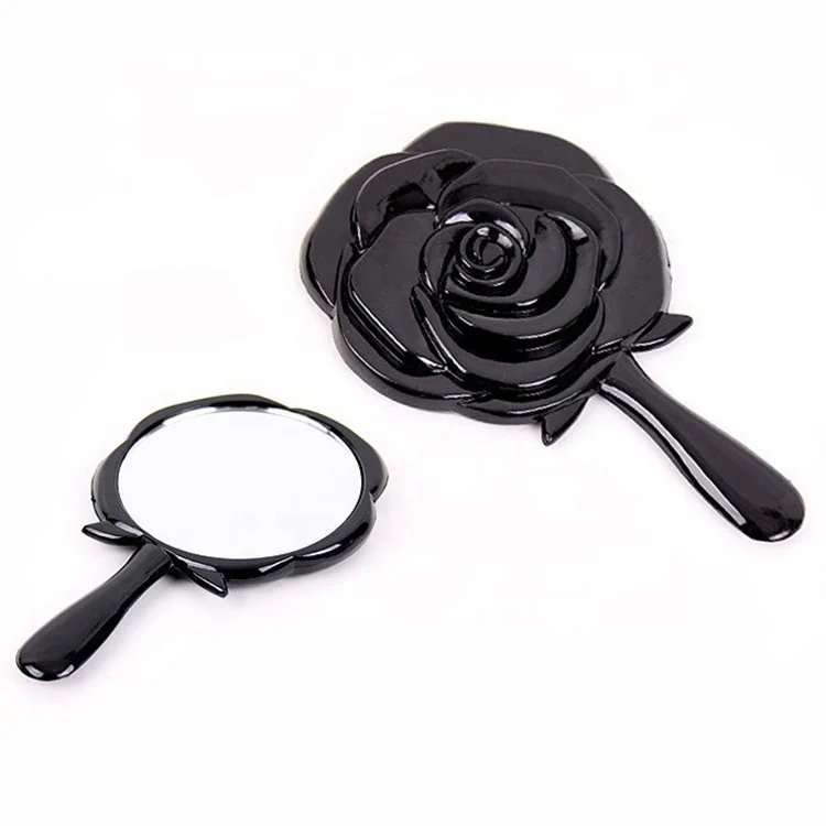 

Wholesale Handheld Mirror Rose Flower Portable Private Label Handle Makeup Mirror, Black, white, hot pink, pink