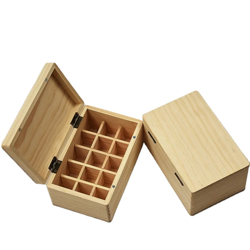 

Square 15 grid wooden 10ml essential oil bottle storage box