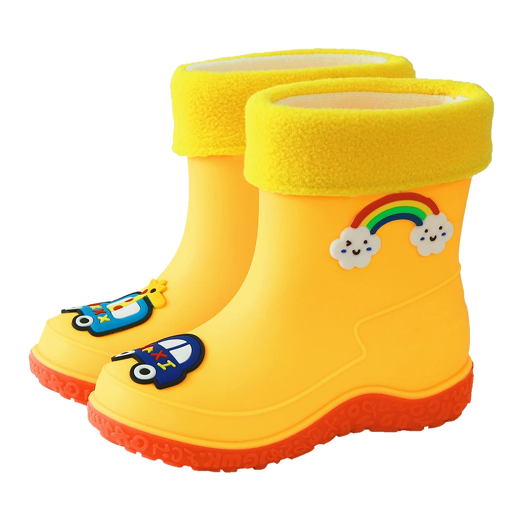 

Children's Plush warm and detachable anti slip waterproof rain boots