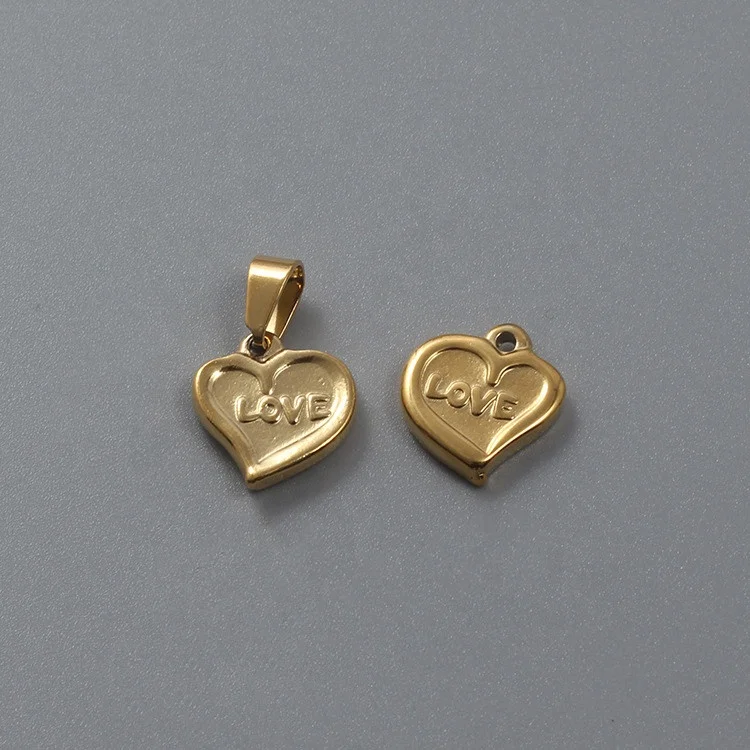 

Gold Stainless Steel Heart Charms Pendant Gold Charm DIY for Necklace Accessories Bracelet Jewelry Making Findings Pendant, Gold color