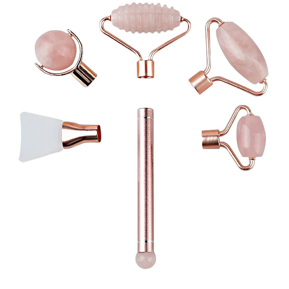 

rodillo facial Gemstone DIY 3 in 1 Detachable Jade Roller Jade kit, Pink, green