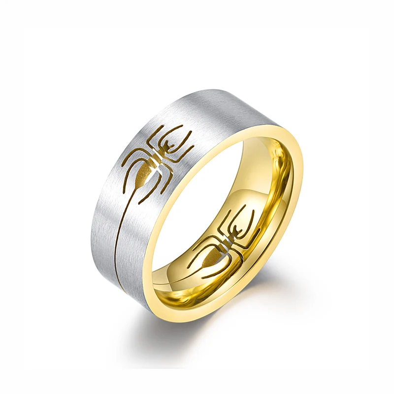 

Well-crafted and personalized hollowed Spider-Man logo ring, Silver,black,gold