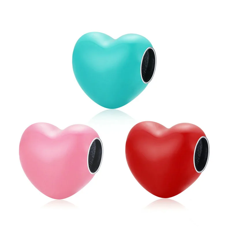 

Colorful 925 Sterling Silver Diy Designer Bead Jewelry Heart Enamel Charm for Snake Bracelet