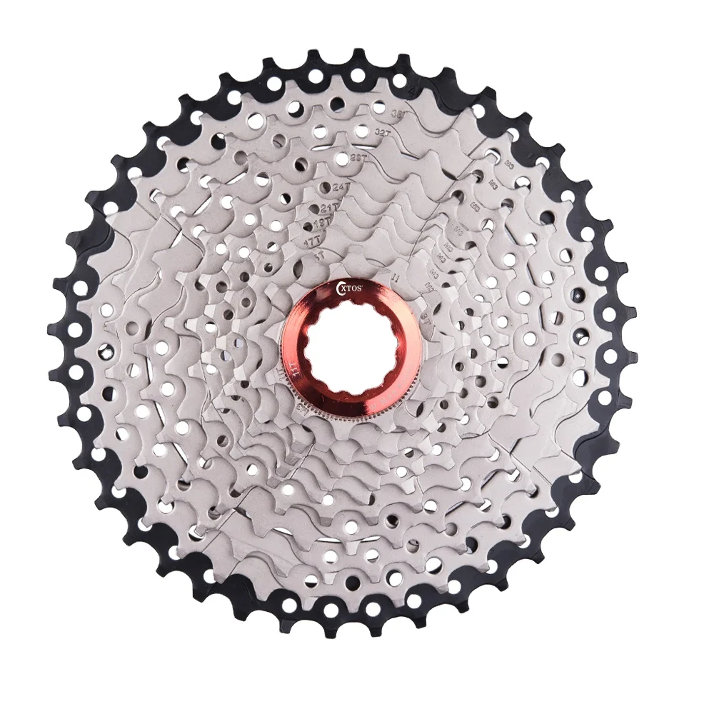 

XTOS bicycle cassette 9 speed 11-40T 11-42T road mtb bike cassette, Black silver
