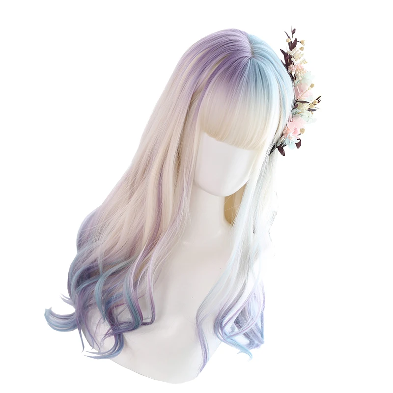 

Dream Bleaching and Dyeing Natural Rose Net Wear Lolita Late Staining Hair Japanese Sweet Cosplay Party Synthetic Wig, Pic showed