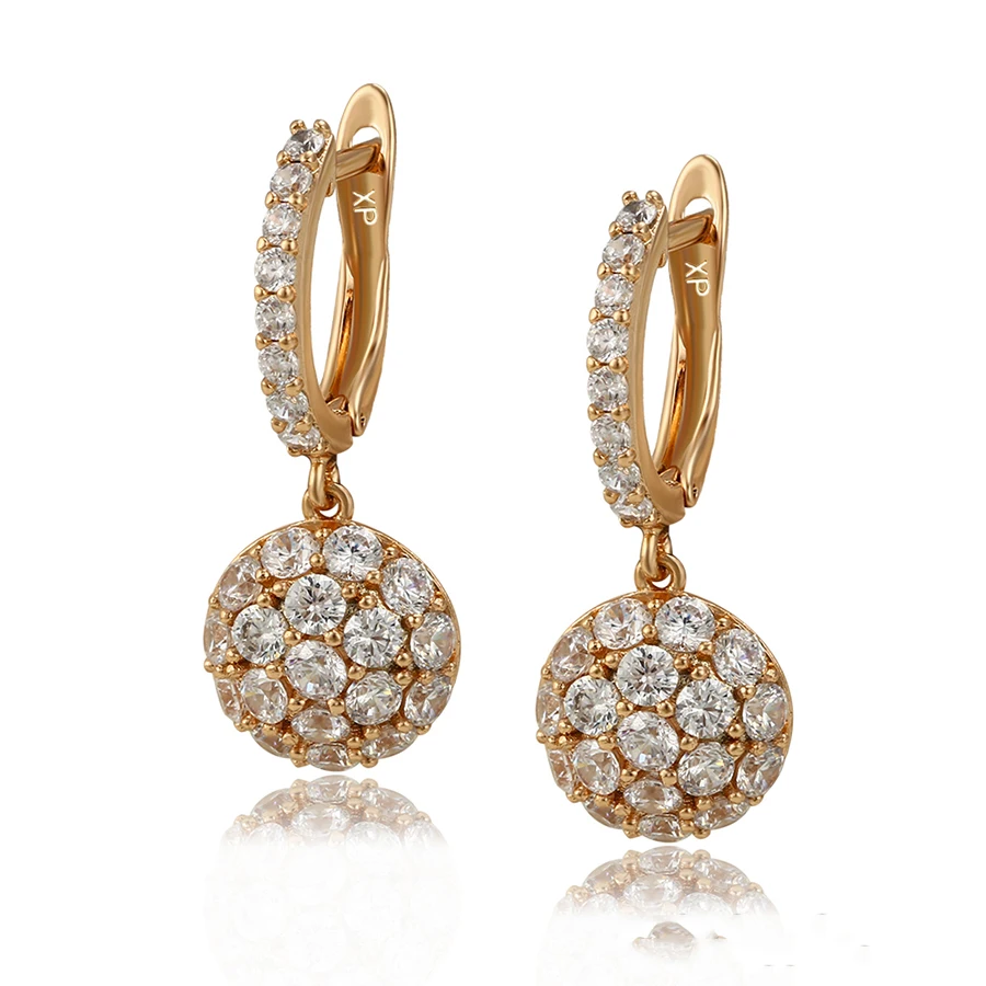 

41180xuping fashion jewelry gold plated round Synthetic CZ drop earrings for women