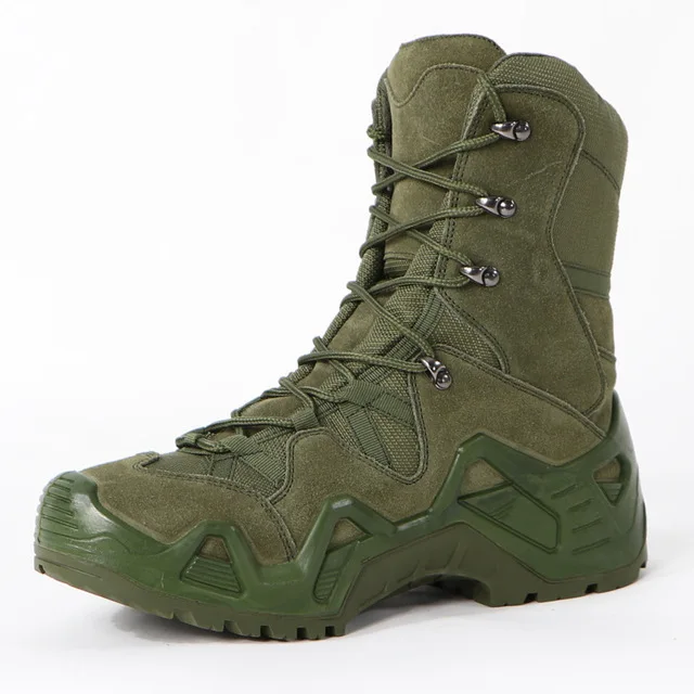 

Autumn Winter Ourtdoor Anti-slip Waterproof High-top Hiking Boots Combat Tactical Boots, Black green sandy