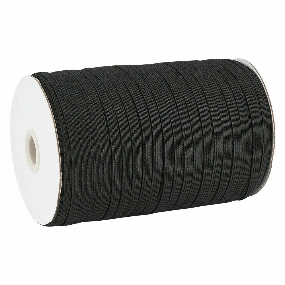 

US Stock 200 yards 1/4" Inch 6mm DIY Braided Elastic Band Cord Knit Band Sewing Black for FACE MASK CLOTH