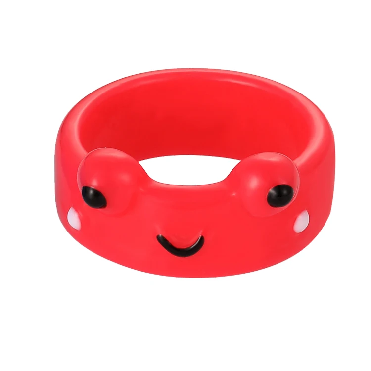 

Wholesale New Personalized Kids Cartoon Plastic Cute Frog Ring Resin Finger Rings, Picture shows