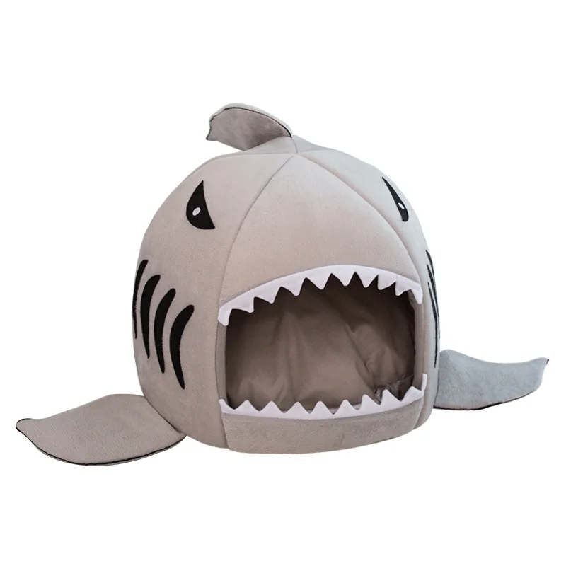

Lovely Cartoon Shark Pet Den Four Seasons Three Dimensional Full Pet House Comfortable Cat And Dog House, Grey