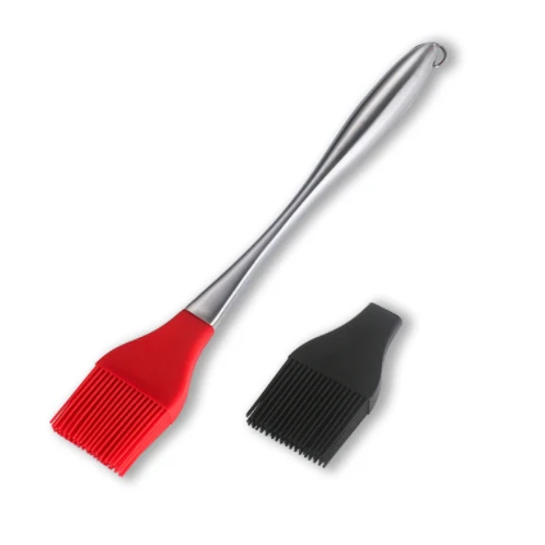 

Grilling Removable BBQ Silicone Brush With 304 Stainless Steel Handle Silicone Oil Brush Pastry Brush, Black, red