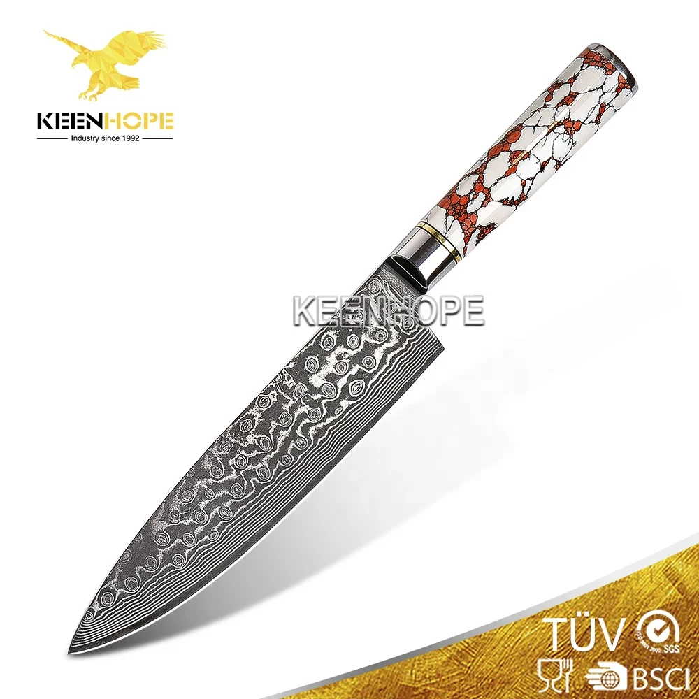 

100% Inspection Good Quality Damascu Knife 67 Layers Damascus Steel With VG10 Core 8 inch Chef Knife Vacuum Heat treatment Blade